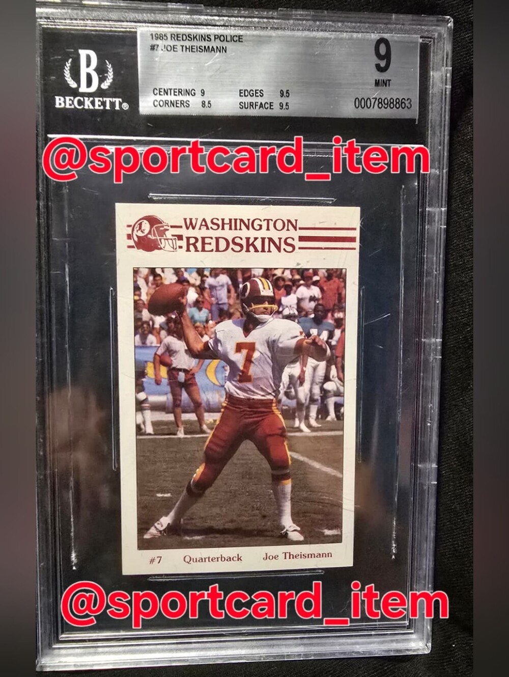1985 Redskins  #7 Joe Theismann – Graded Beckett BGS 9 Mint